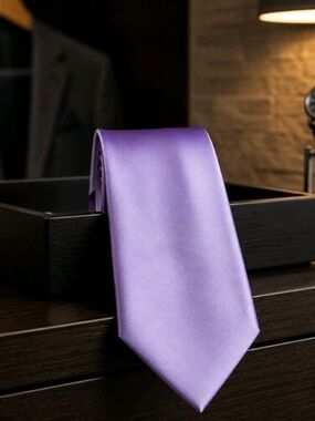 Paul Stuart Lavender Satin 3.75X60 Silk 7 Fold Tie (1062)